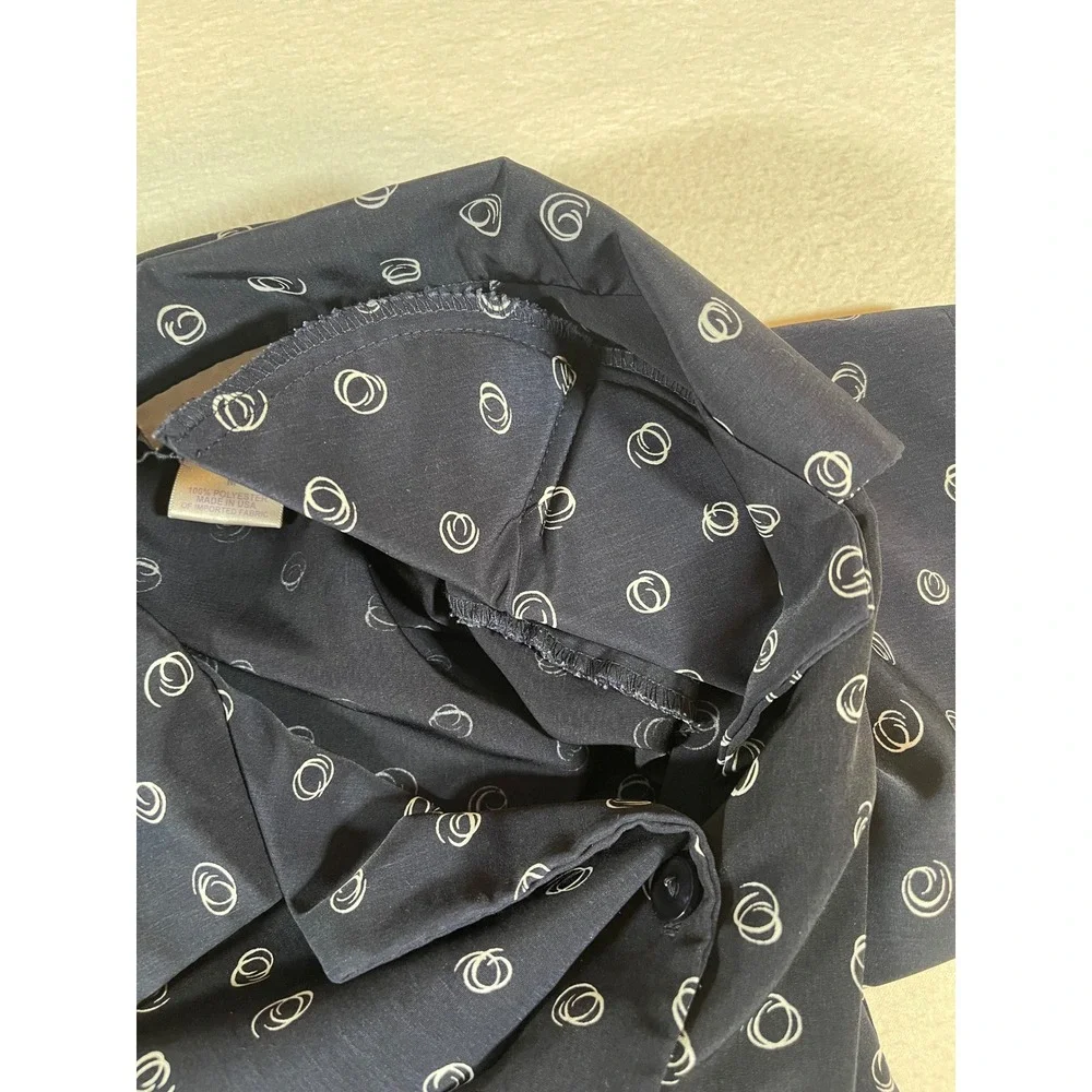 Susan Graver Style Navy Blue Swirl Print Shirt and Shorts Set Womens Medium